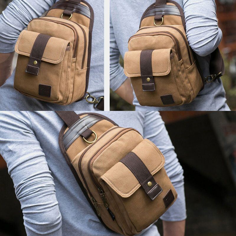 Herren Vinatge Anti Diebstahl Canvas Brusttasche Umhängetasche Umhängetasche