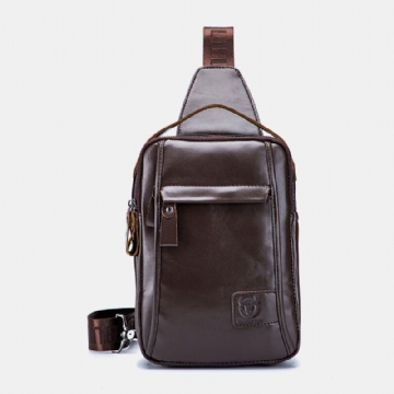 Herren Vintage Echtes Leder Brusttasche Umhängetasche Umhängetasche