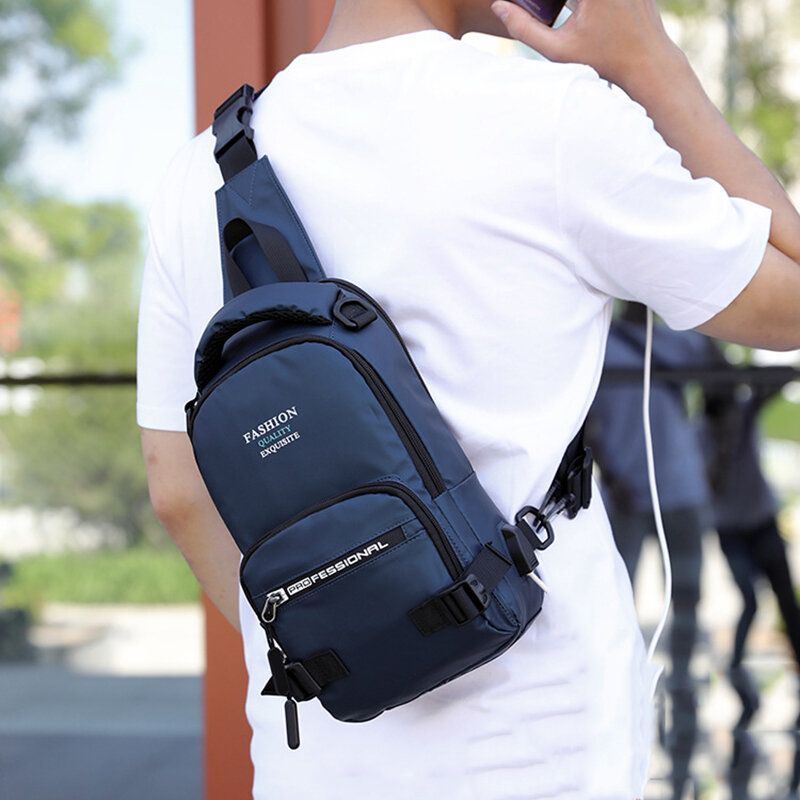 Herrenmode Leichte Multifunktionale Umhängetasche Umhängetasche Brusttasche Rucksack Mit Usb Ladeanschluss