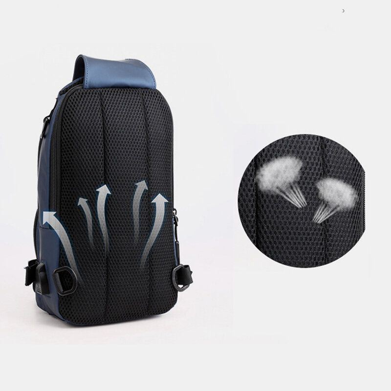 Herrenmode Leichte Multifunktionale Umhängetasche Umhängetasche Brusttasche Rucksack Mit Usb Ladeanschluss