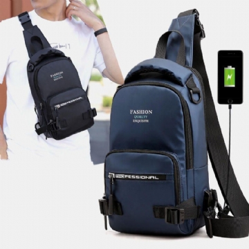 Herrenmode Wasserdicht Leicht Sport Brusttasche Rucksack Mit Usb Ladeanschluss