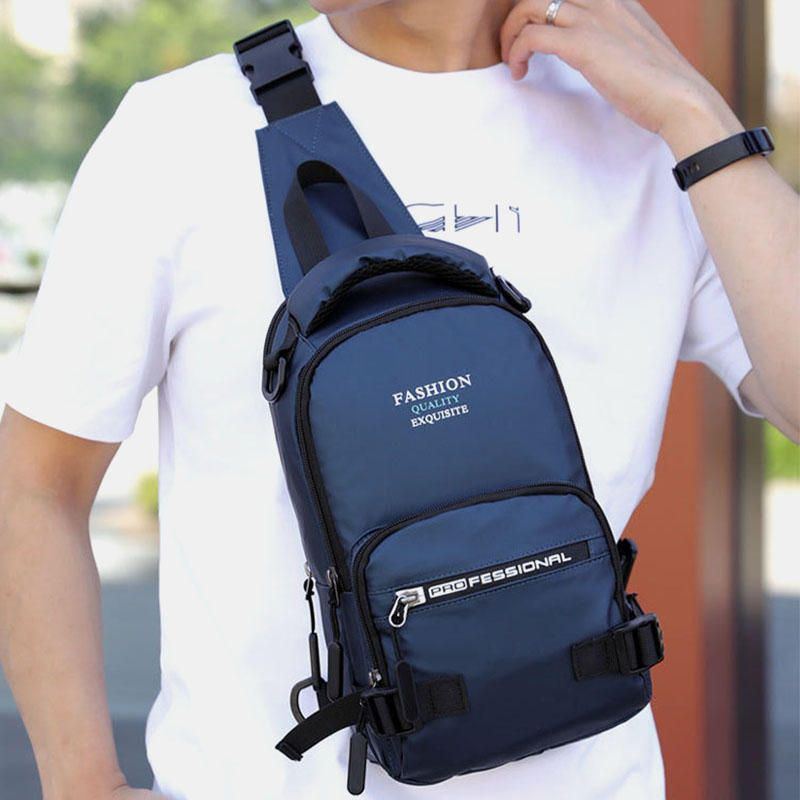 Herrenmode Wasserdicht Leicht Sport Brusttasche Rucksack Mit Usb Ladeanschluss