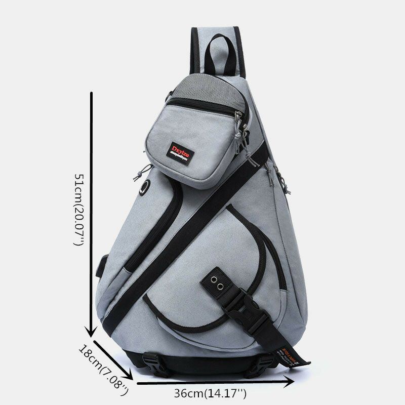 Herren 2pcs Usb Ladekopfhörer Große Kapazität Wasserdichte Multifunktions Umhängetasche Brusttasche Sling Bag