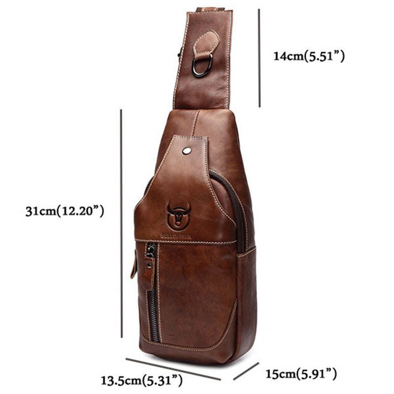 Herren Aus Echtem Leder Abriebfest Strukturiert Business Casual Braun Schwarz Brusttasche Umhängetasche