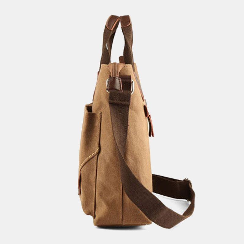 Herren Canvas Multi Pocket Verschleißfeste Umhängetaschen Retro Casual Große Kapazität Reißverschluss Umhängetasche Handtasche