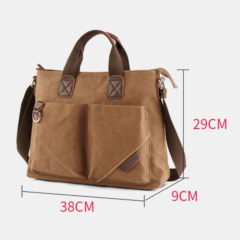 Herren Canvas Multi Pocket Verschleißfeste Umhängetaschen Retro Casual Große Kapazität Reißverschluss Umhängetasche Handtasche