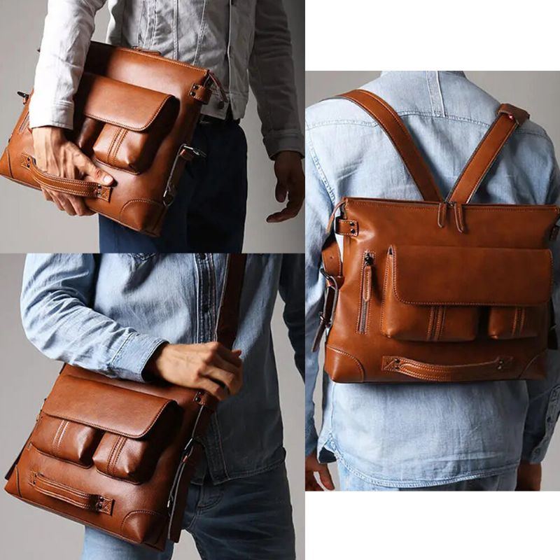 Herren Casual Aktentasche 13 14 Zoll Laptoptasche Handtasche Multifunktions Umhängetasche Rucksack