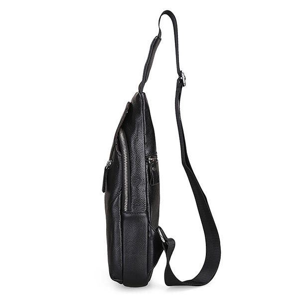 Herren Echtes Leder Mode Casual Brusttasche Daypack Sling Bag Umhängetasche