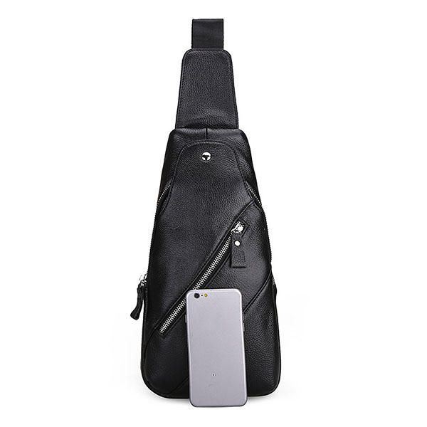 Herren Echtes Leder Mode Casual Brusttasche Daypack Sling Bag Umhängetasche