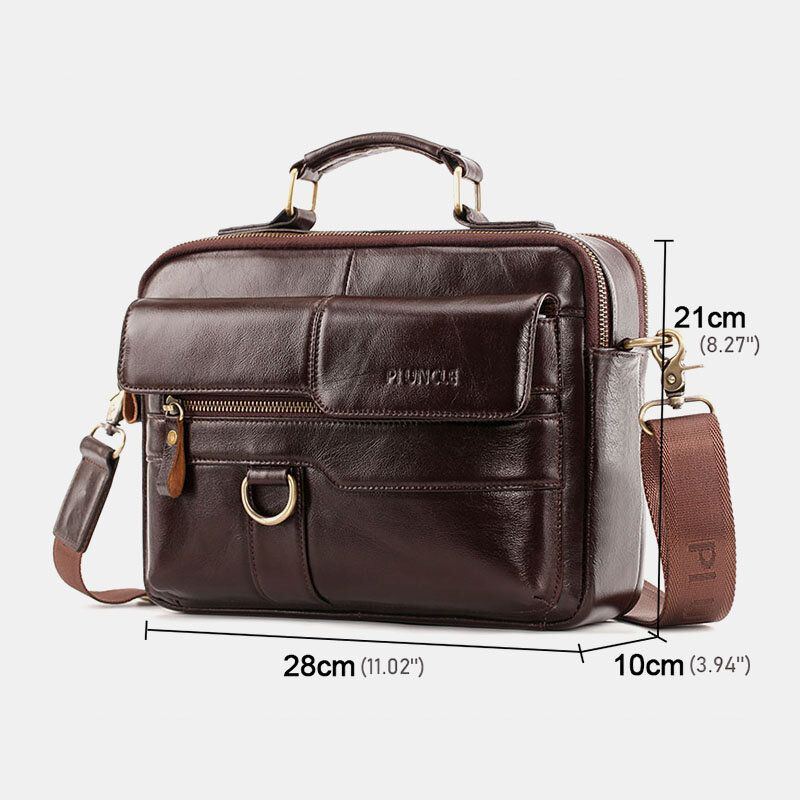 Herren Echtes Leder Multi Pocket Umhängetaschen Große Kapazität Retro 6.5 Zoll Handytasche Aktentasche Umhängetasche Handtasche