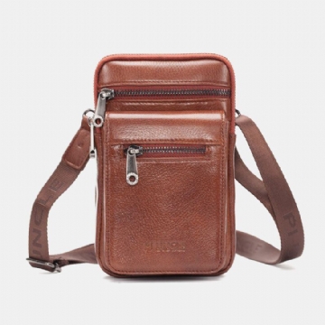 Herren Echtes Leder Rindsleder Multi Carry Retro 7.2 Zoll Telefon Umhängetasche Hängende Gürteltasche Gürteltasche