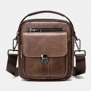 Herren Echtes Leder Rückseite Anti Diebstahl Tasche Umhängetaschen Retro Multi Pocket Verschleißfeste Umhängetasche Umhängetasche