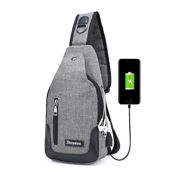 Herren Damen Usb Anschluss Lässige Outdoor Brusttasche Umhängetasche