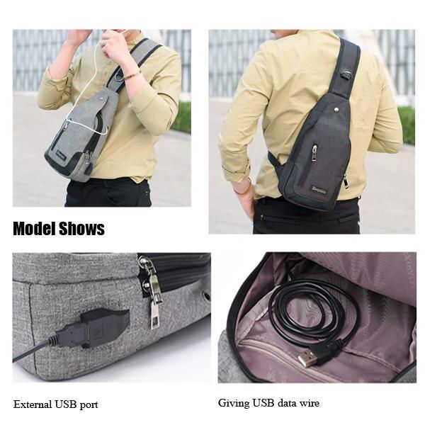 Herren Damen Usb Anschluss Lässige Outdoor Brusttasche Umhängetasche