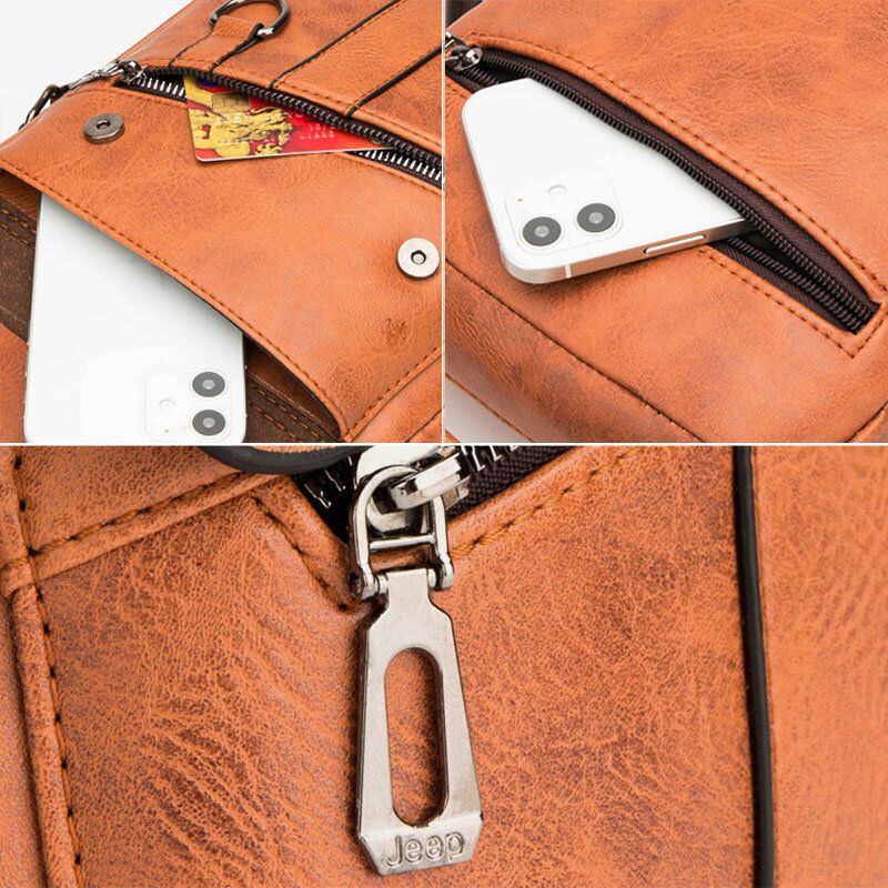 Herren Multi Pocket Wasserdichte Verschleißfeste Crossbody Taschen Retro Umhängetasche Mit Großer Kapazität