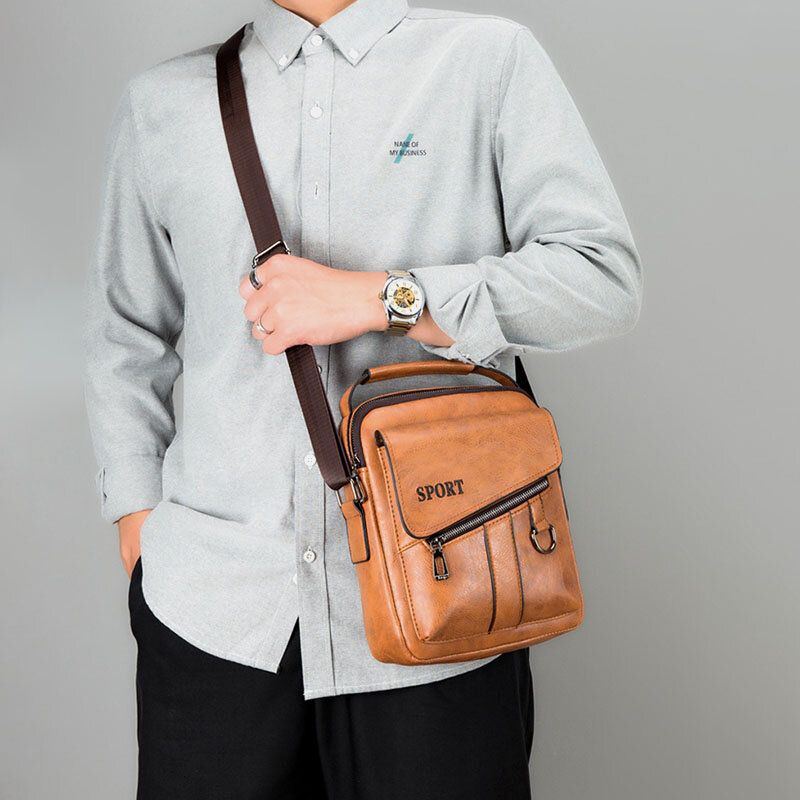 Herren Multi Pocket Wasserdichte Verschleißfeste Crossbody Taschen Retro Umhängetasche Mit Großer Kapazität