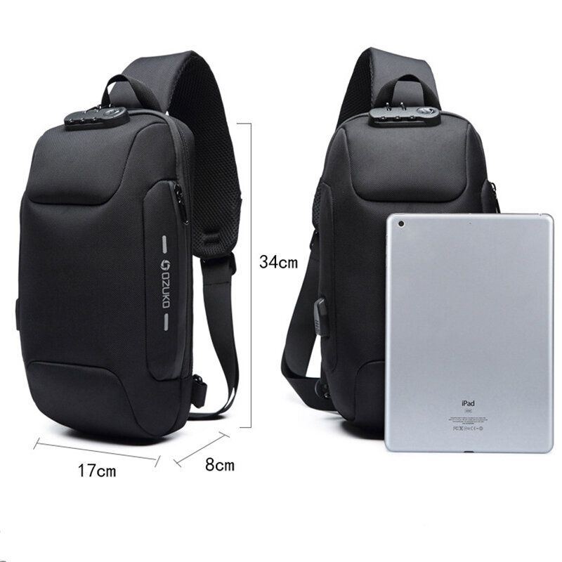 Herren Outdoor Usb Anti Diebstahl Multifunktionale Wasserdichte Brusttasche Mit Großer Kapazität