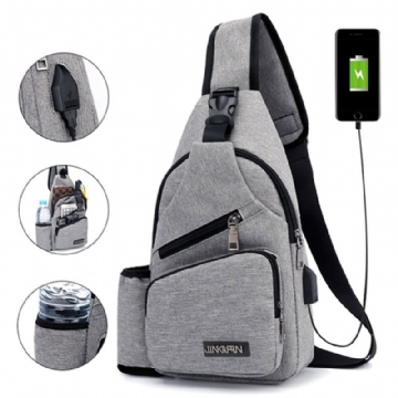 Herren Oxford Große Kapazität Lässige Outdoor Reisen Usb Ladeanschluss Umhängetasche Brusttasche Umhängetasche