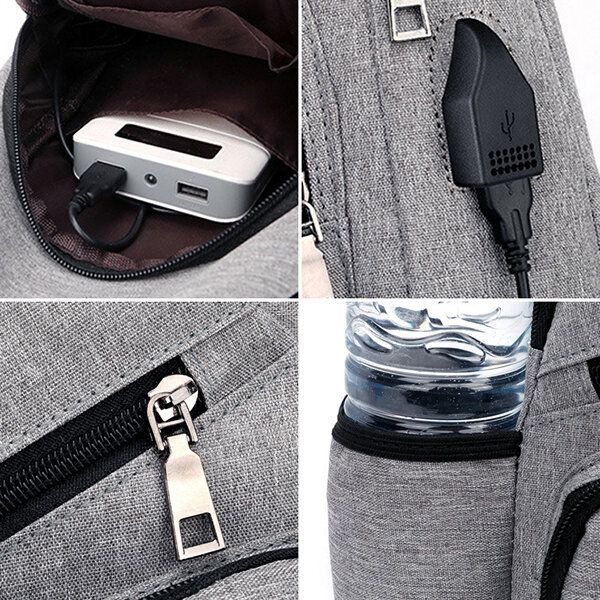 Herren Oxford Große Kapazität Lässige Outdoor Reisen Usb Ladeanschluss Umhängetasche Brusttasche Umhängetasche