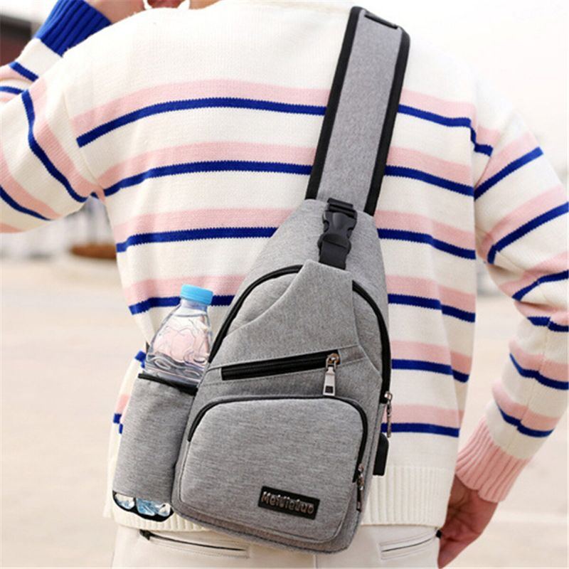 Herren Oxford Große Kapazität Lässige Outdoor Reisen Usb Ladeanschluss Umhängetasche Brusttasche Umhängetasche