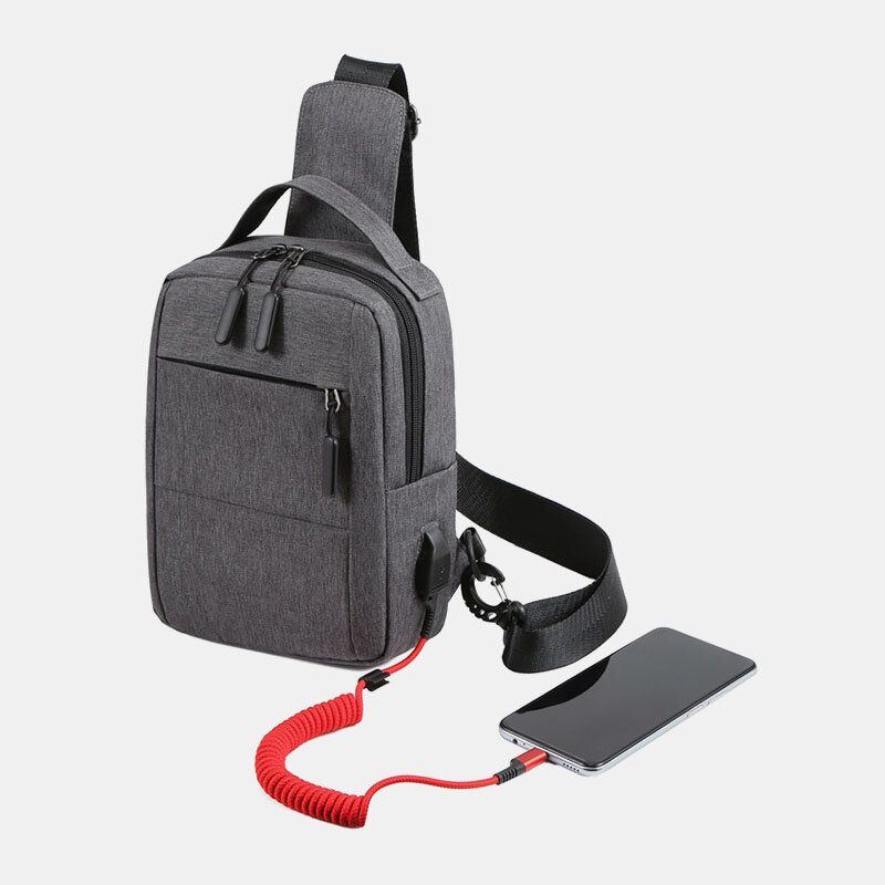 Herren Polyester Usb Aufladung Große Kapazität Mehrschichtige Business Umhängetasche Brusttasche Sling Bag