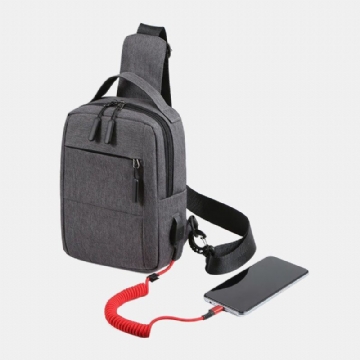 Herren Polyester Usb Aufladung Große Kapazität Mehrschichtige Business Umhängetasche Brusttasche Sling Bag