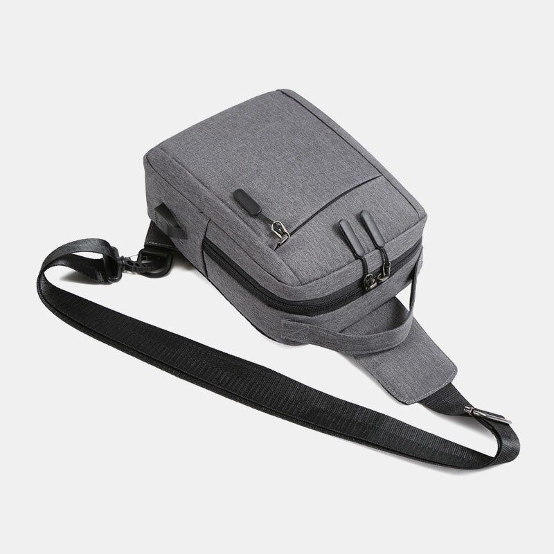 Herren Polyester Usb Aufladung Große Kapazität Mehrschichtige Business Umhängetasche Brusttasche Sling Bag