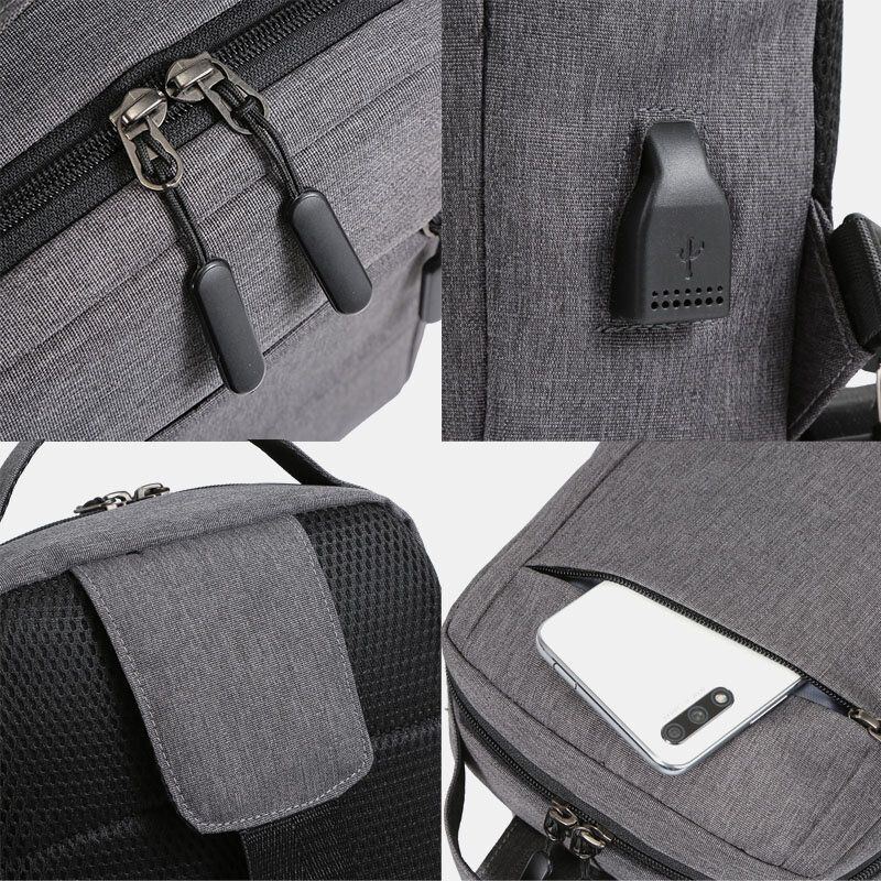 Herren Polyester Usb Aufladung Große Kapazität Mehrschichtige Business Umhängetasche Brusttasche Sling Bag