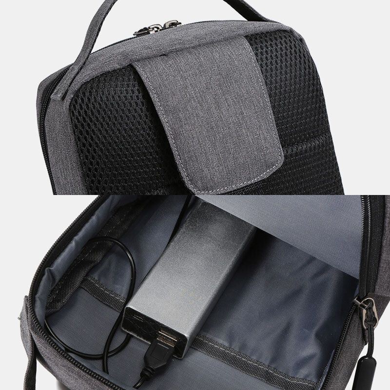 Herren Polyester Usb Aufladung Große Kapazität Mehrschichtige Business Umhängetasche Brusttasche Sling Bag