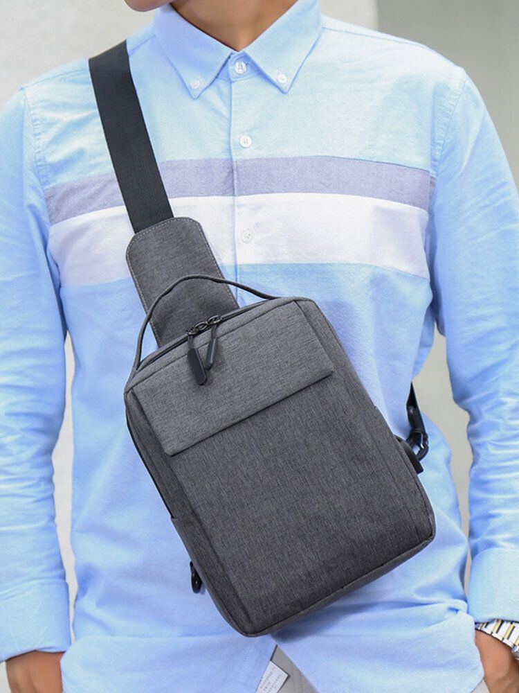 Herren Polyester Usb Aufladung Große Kapazität Mehrschichtige Business Umhängetasche Brusttasche Sling Bag