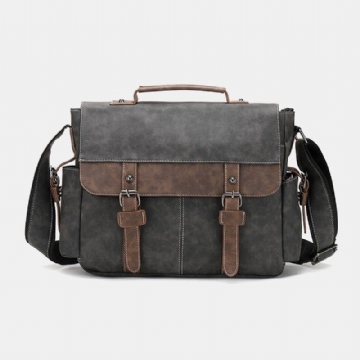 Herren Pu Leder Flap Over Große Kapazität Umhängetaschen Casual Fashion Multi Pocket Messenger Bag Handtasche Umhängetasche