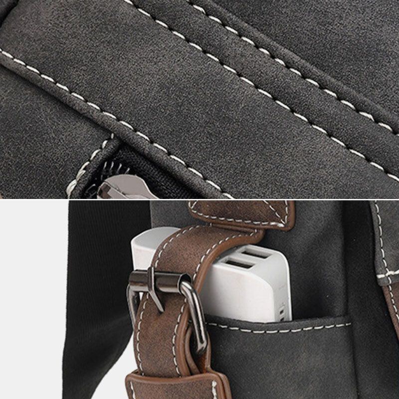 Herren Pu Leder Flap Over Große Kapazität Umhängetaschen Casual Fashion Multi Pocket Messenger Bag Handtasche Umhängetasche