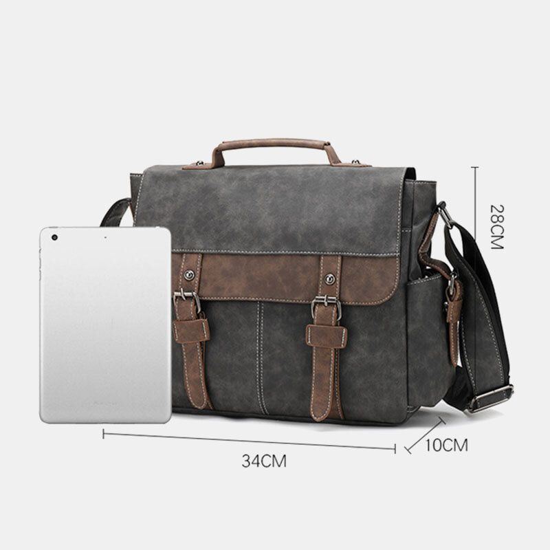 Herren Pu Leder Flap Over Große Kapazität Umhängetaschen Casual Fashion Multi Pocket Messenger Bag Handtasche Umhängetasche