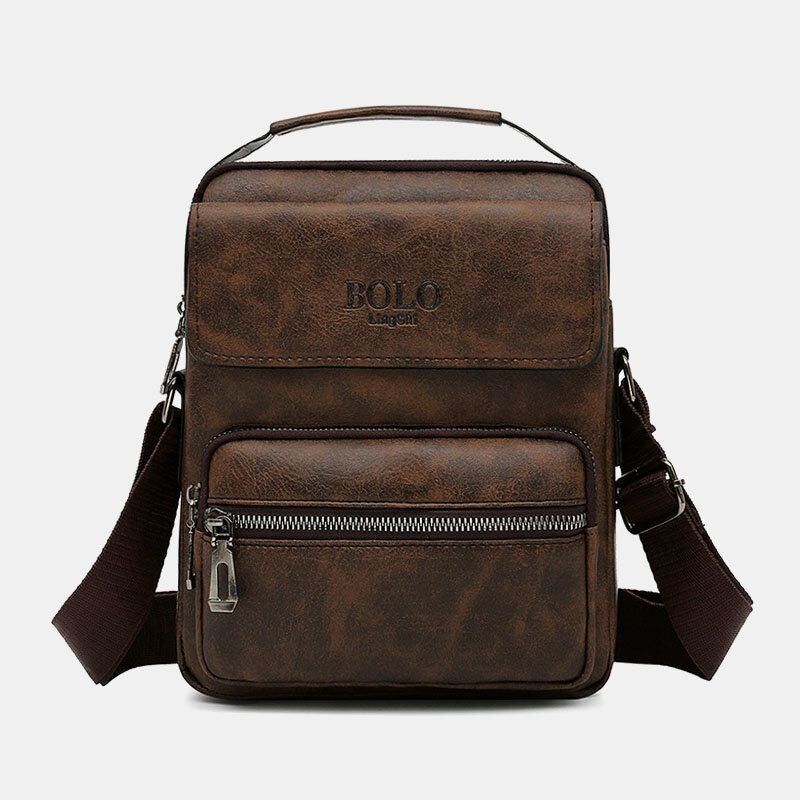 Herren Pu Leder Multi Pocket Anti Diebstahl Messenger Bag Umhängetaschen Umhängetasche Handtasche Aktentasche