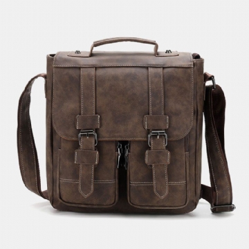 Herren Pu Leder Multi Taschen Vintage Lässige Wasserdichte Atmungsaktive Umhängetaschen Umhängetaschen