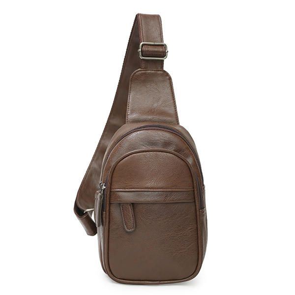 Herren Pu Leder Wasserdicht Casual Umhängetasche Brusttasche Radfahren Outdoor Sport Umhängetasche