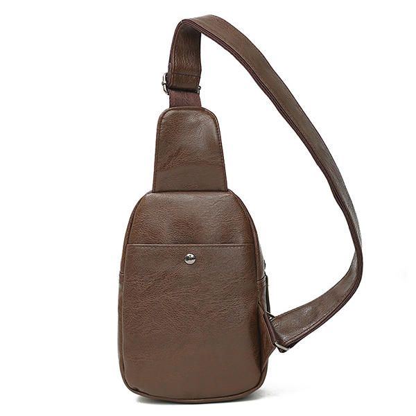 Herren Pu Leder Wasserdicht Casual Umhängetasche Brusttasche Radfahren Outdoor Sport Umhängetasche