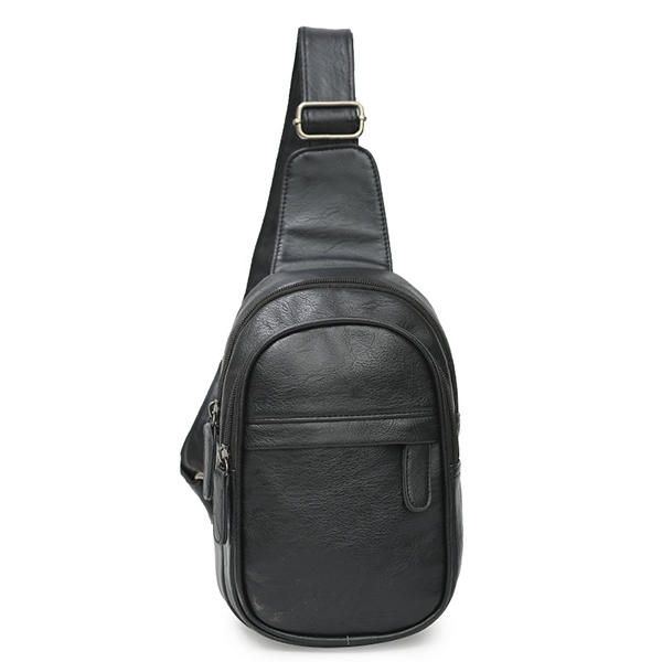 Herren Pu Leder Wasserdicht Casual Umhängetasche Brusttasche Radfahren Outdoor Sport Umhängetasche