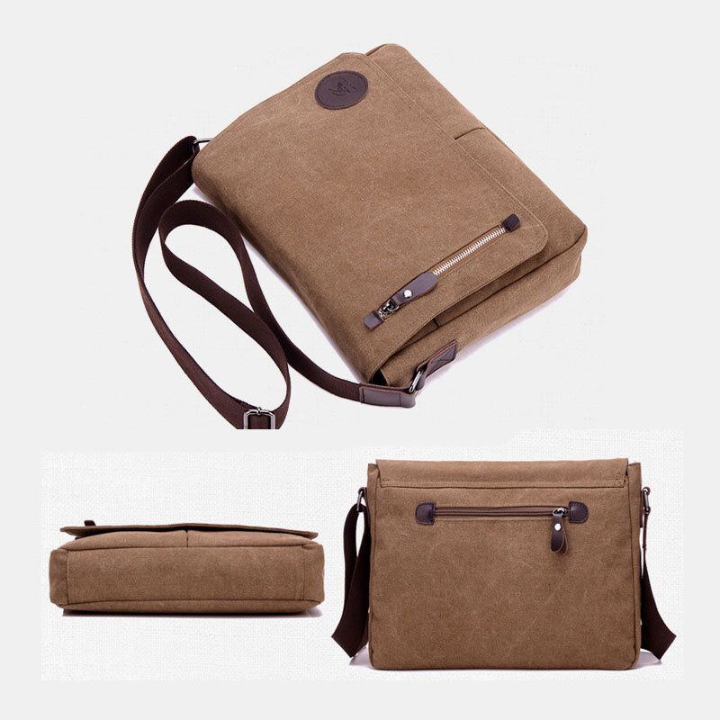 Herren Retro Canvas Multi Pocket Anti Diebstahl Crossbody Umhängetasche Messenger Reisetasche Mit Großem Fassungsvermögen