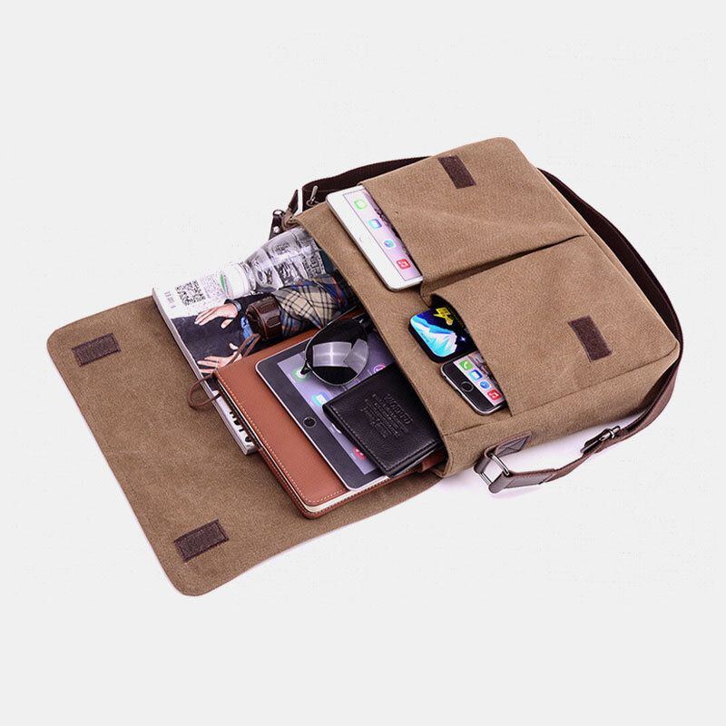 Herren Retro Canvas Multi Pocket Anti Diebstahl Crossbody Umhängetasche Messenger Reisetasche Mit Großem Fassungsvermögen