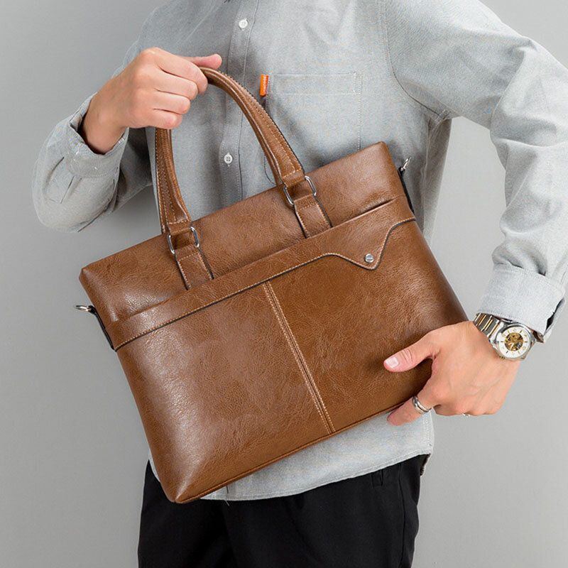 Herren Retro Horizontale Aktentaschen Messenger Bag Rückseite Anti Diebstahl Reißverschlusstasche Große Kapazität Umhängetaschen Umhängetasche Handtasche