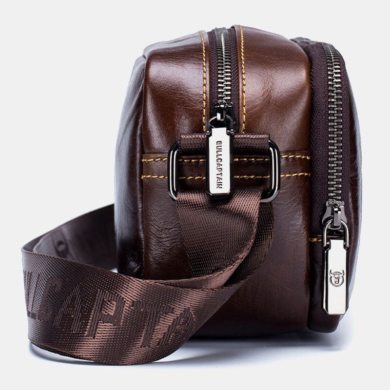 Herren Rindsleder Multifunktionale Große Kapazität Fronttasche Mit Reißverschluss Crossbody Taschen Umhängetasche Messenger Bag