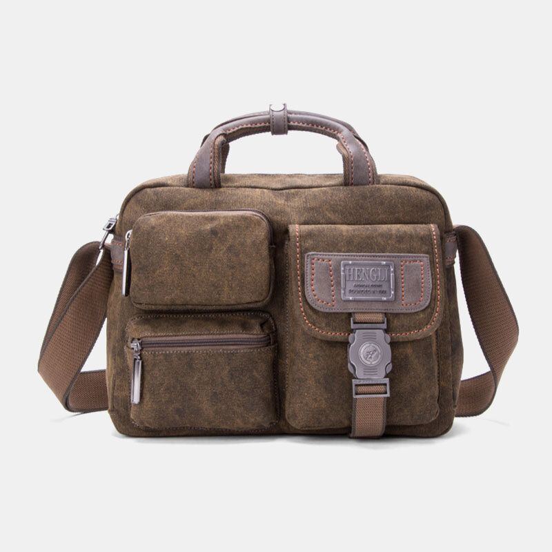 Herren Verdicken Canvas Multi Pocket Crossbody Schultertasche Mit Großem Fassungsvermögen Diebstahlschutz Taschenhandtasche