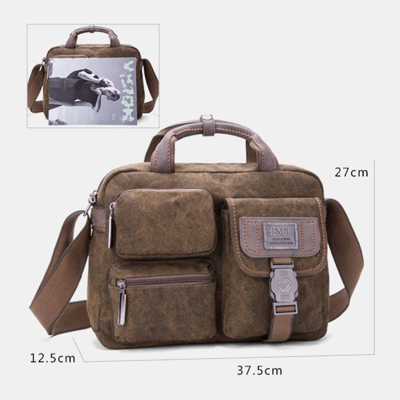 Herren Verdicken Canvas Multi Pocket Crossbody Schultertasche Mit Großem Fassungsvermögen Diebstahlschutz Taschenhandtasche