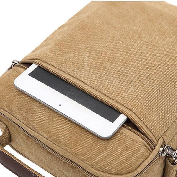 Men Canvas Sling Bag Messenger Bag Small Travel Crossbody Bag Fit 9.7 Inch Ipad