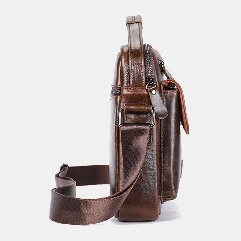 Men Oil Wax Leather Large Capacity Wasserdicht Messenger Bag Aktentasche Multi Pocket Rindsleder Umhängetaschen Umhängetasche