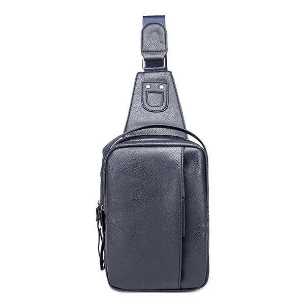 Men Pu Lässiger Reißverschluss Klein Schwarz Braun Blau Umhängetasche Brusttasche