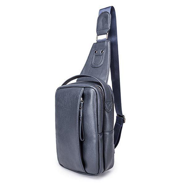 Men Pu Lässiger Reißverschluss Klein Schwarz Braun Blau Umhängetasche Brusttasche