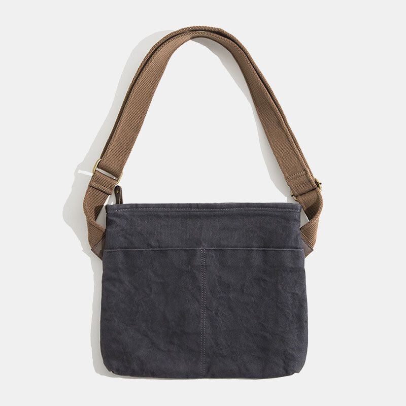 Men Simple Oil Wax Canvas Messenger Bag Wasserdichtes Verstärktes Polyester Gurtband Umhängetasche Umhängetasche