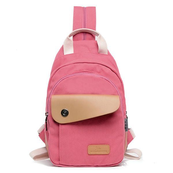 Multifunktionaler Damen Canvas Rucksack Pu Leder Brusttasche